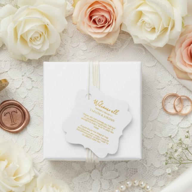 Modern Gold Foil Wedding | Elegant Minimalist Geschenkanhänger (Von Creator hochgeladen)