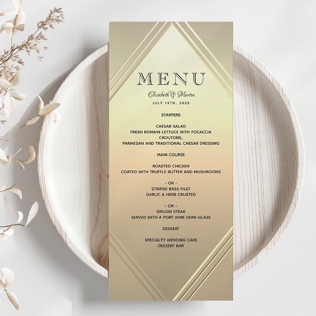 Modern Gold Foil Wedding Menu Menükarte (Von Creator hochgeladen)