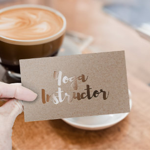 Modern Gold Foil Yoga Instructor Typografie Kraft Visitenkarte