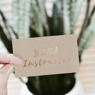 Modern Gold Foil Yoga Instructor Typografie Kraft Visitenkarte