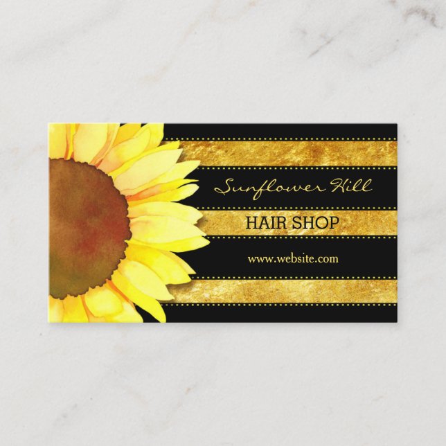 Modern Gold Forelle Streifen Sonnenblumen Business Visitenkarte (Vorderseite)