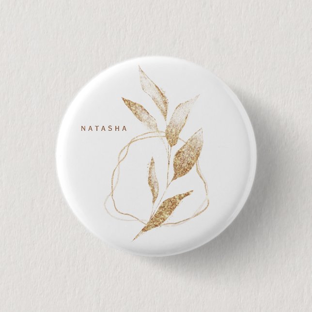 Modern Gold Form Botanischer Leaf Bridesmaid Button (Vorderseite)