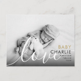 Modern Gold Foto Baby Birth Vielen Dank Postkarte