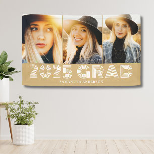 Modern Gold Foto Collage 2025 Abschluss Banner