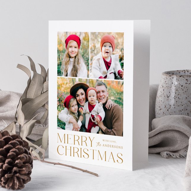 Modern Gold Frohe Weihnachten 7 Foto Collage (Von Creator hochgeladen)