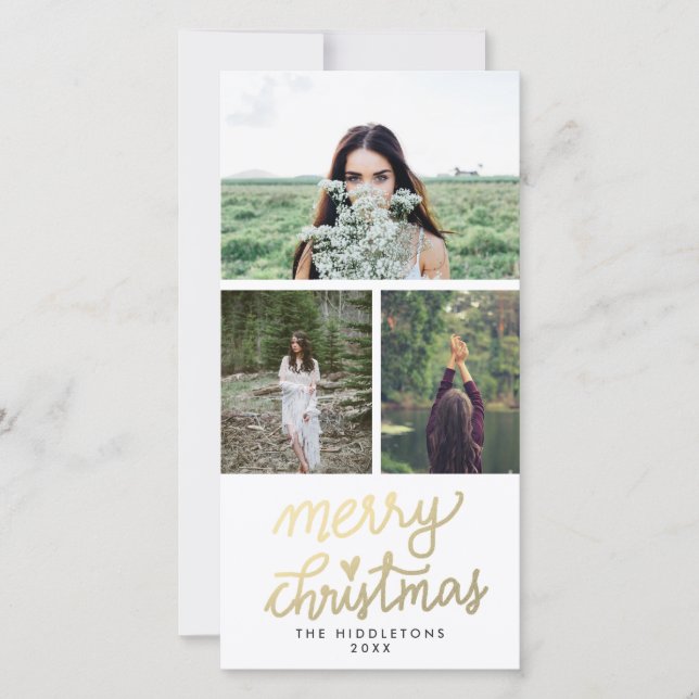 Modern Gold Frohe Weihnachten Handgeschriebene Skr (Vorderseite)