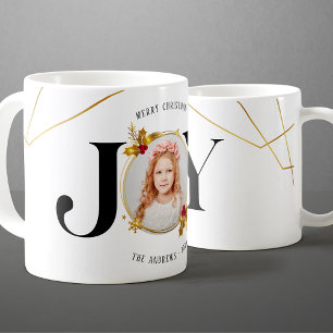Modern Gold Geometric Family Foto Weihnachten Kaffeetasse