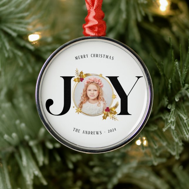 Modern Gold Geometric Family Foto Weihnachten Ornament Aus Metall (Baum)