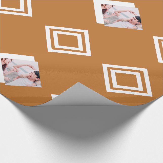 Modern Gold Geometric Foto Weihnachten drucken Geschenkpapier (Ecke)