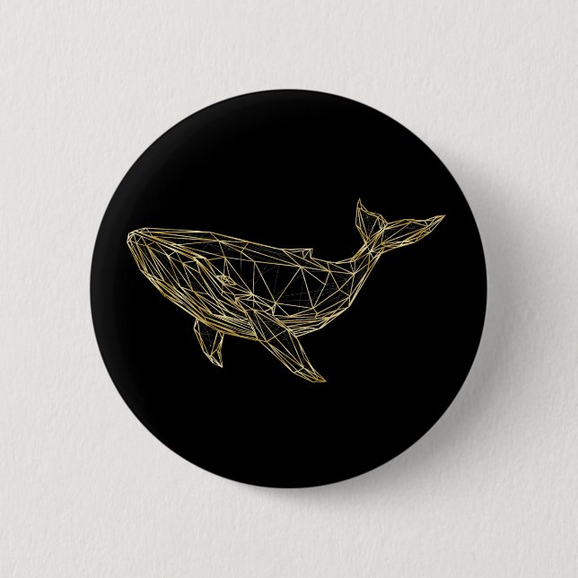Modern Gold Geometric Whale Button (Vorderseite)