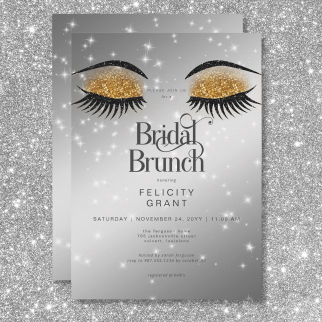 Modern Gold Glam Eyes Bridal Brunch Einladung (Modern Gold Glam Eyes Bridal Brunch Invitation)
