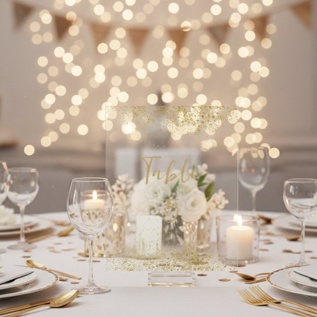 Modern Gold Glitter Acrylic Wedding Table Number Acrylschild (Von Creator hochgeladen)