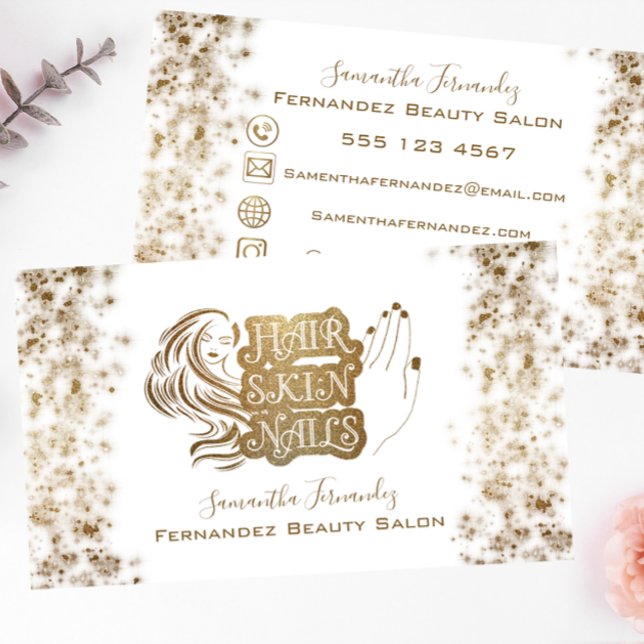 Modern Gold Glitzer Beauty Salon Business Card Visitenkarte (Von Creator hochgeladen)