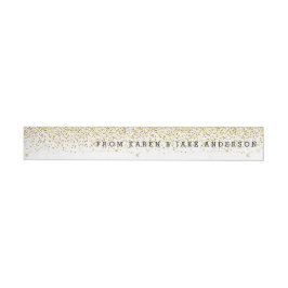 Modern Gold Glitzer Confetti & Name Rundum-Adressaufkleber