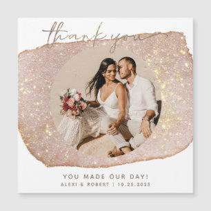 Modern Gold Glitzer Foto Hochzeit Danke Magnet