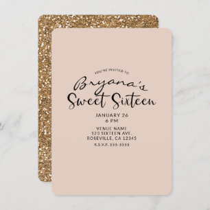 Modern Gold Glitzer Glam Sweet 16 Sechzehn Party Einladung