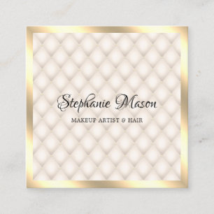 Modern Gold Glitzer Ivory Makeup Artist Elegant Quadratische Visitenkarte