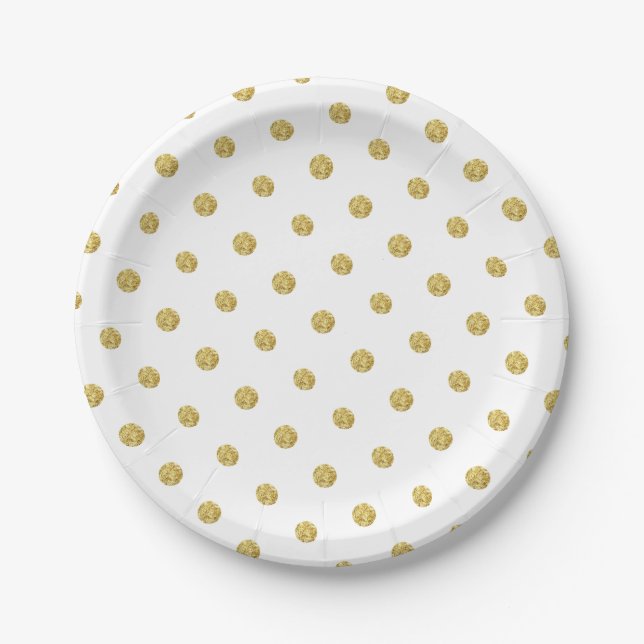Modern Gold Glitzer Polka Dots Elegant Pappteller (Vorderseite)