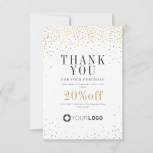 Modern gold Glitzer Unternehmen Logo kleine Untern Dankeskarte
