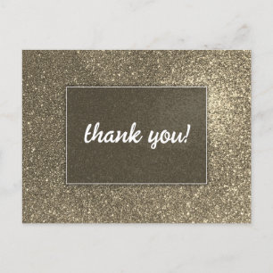 Modern Gold Glitzer Wedding Vielen Dank Postcard Postkarte