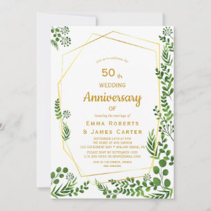Modern Gold & Green 50 Jahre Einladung