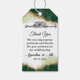 Modern Gold Green Agate Islamische Hochzeit Geschenkanhänger