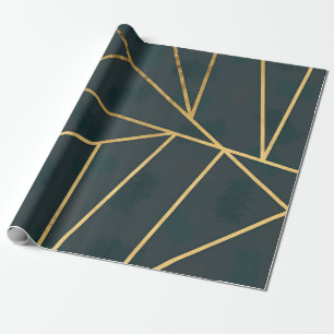 Modern Gold Green Brushstroke Geometric Geschenkpapier