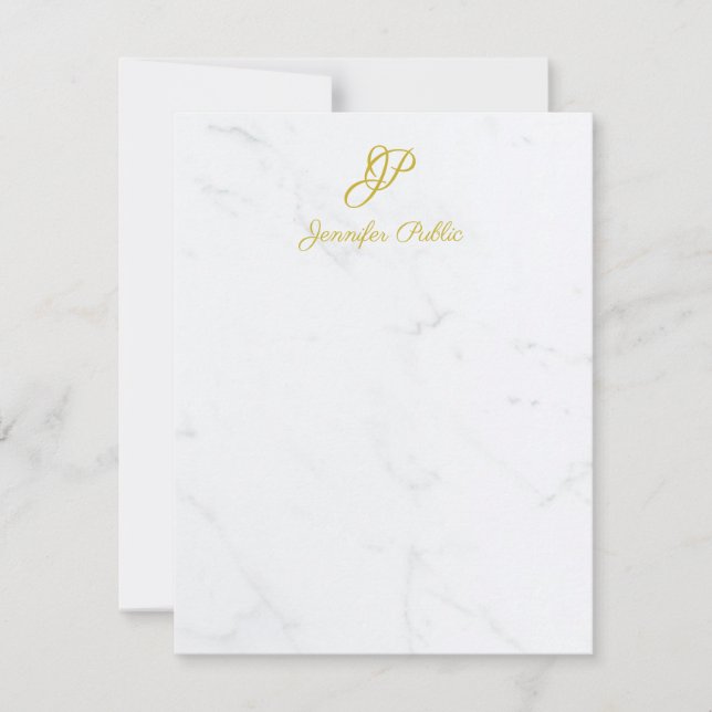 Modern Gold Hand Script Stationery Marmor Vorlage (Vorderseite)