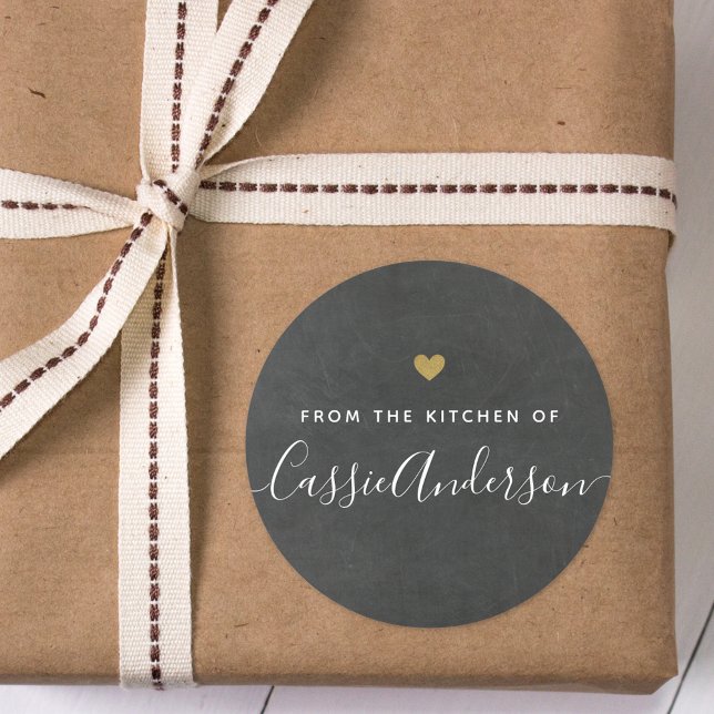 Modern Gold Heart Chalkboard From the Kitchen Runder Aufkleber (Von Creator hochgeladen)