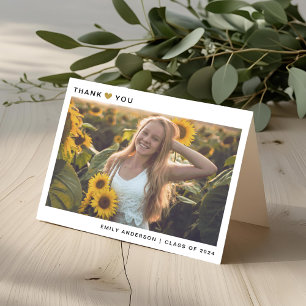 Modern Gold Heart Falten Abschluss Danke Karte