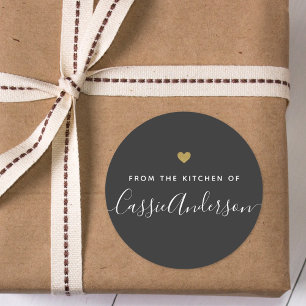 Modern Gold Heart Personalisiert Baking Gift Runder Aufkleber
