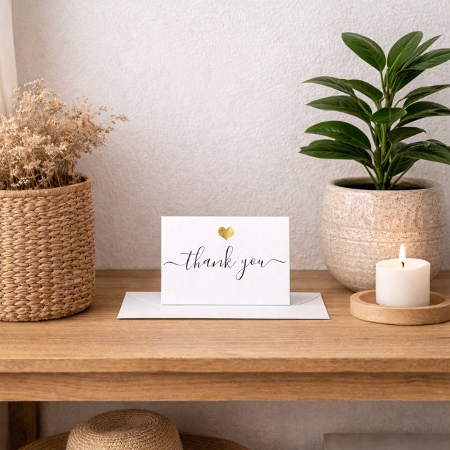 Modern Gold Heart Thank You Script Einladung (Von Creator hochgeladen)