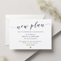 Modern Gold Heart Wedding Update Card