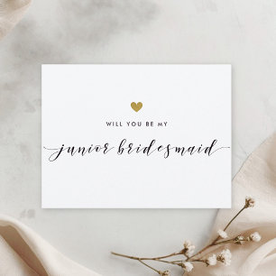 Modern Gold Hearts Sei Meine Junior Brautjungfer Einladungspostkarte