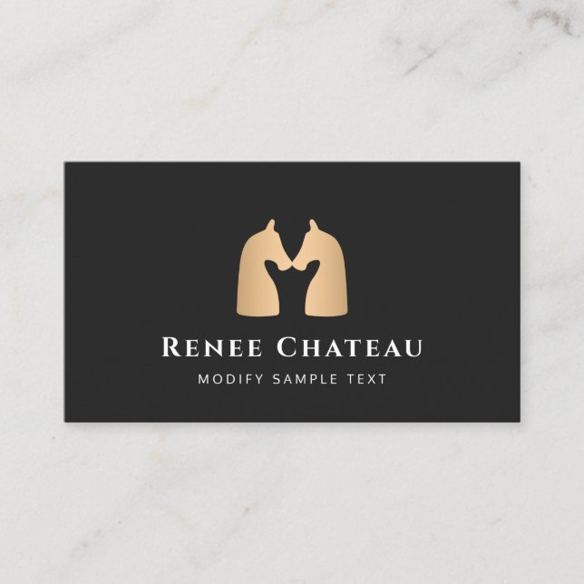 Modern Gold Horse Equine Logo Business Card Visitenkarte (Vorderseite)