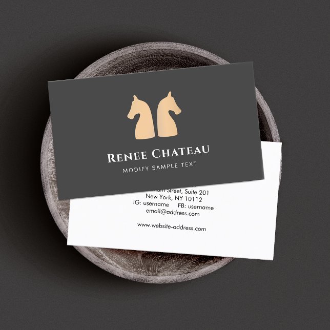 Modern Gold Horse Logo Business Card Visitenkarte (Von Creator hochgeladen)