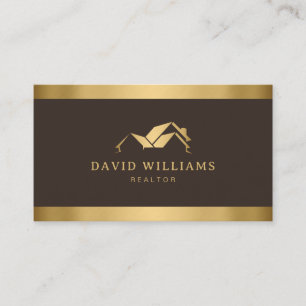 Modern Gold House Logo Real Anwesen Espresso Brown Visitenkarte