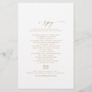 Modern Gold I Spy Wedding Foto Scavenger Hunt Flyer
