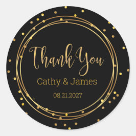 Modern Gold Kreis und Konfetti Vielen Dank Runder Aufkleber