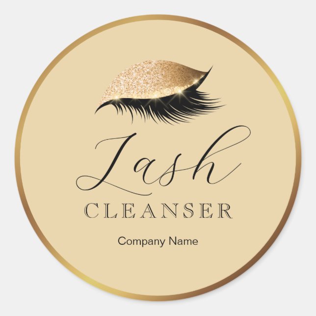 Modern Gold Lash Cleanser Produkt Runder Aufkleber (Vorderseite)