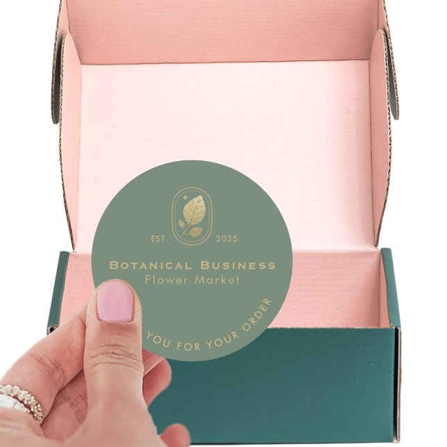 Modern Gold Leaf Minimal botanisches Grün Vielen D Runder Aufkleber (Modern Gold Leaf Minimal Botanical Green Thank You Classic Round Sticker)