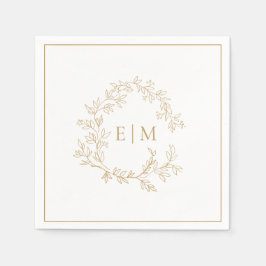 Modern Gold Leafy Wappen Monogram Wedding Napkins Serviette