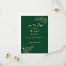 Modern Gold leaves Emerald Green