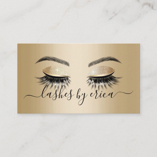 Modern Gold Long Eyelash Extensions Lash Salon Visitenkarte (Vorderseite)