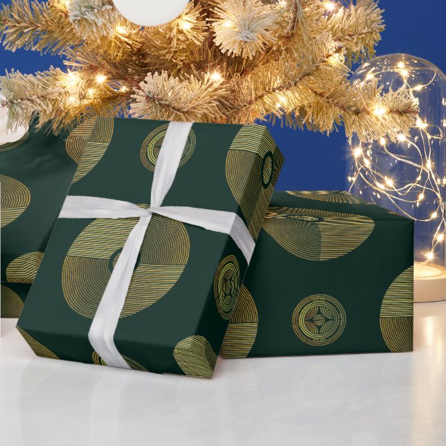 Modern Gold Luxus Art Deco Circles Geschenkpapier (Feiertage)