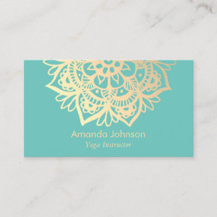 Modern Gold Mandala Aquamarin Yoga Instructor Visitenkarte
