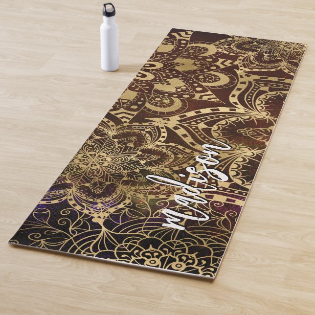 Modern Gold Mandala Pattern Custom Name Yogamatte (Beispiel)