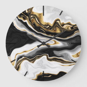 Modern Gold Marble Painting Aesthetic Große Wanduhr