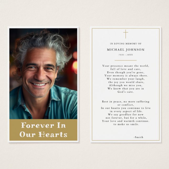 Modern Gold Memorial Katholic Foto Praetkarte (Vorne & Hinten)