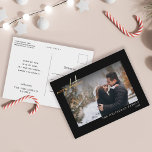 Modern Gold Merry Christmas Lettering Photo Black Postkarte<br><div class="desc">Celebrate Christmas this year with these modern simple holiday postcards.</div>